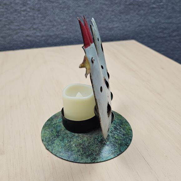 Lighted Jeweled Hen Candle Shines Through the Clear colored glass stones - Picture 6 of 7